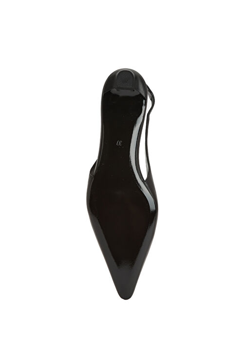 Siyah Deri Topuklu Ayakkabı - Görsel 6