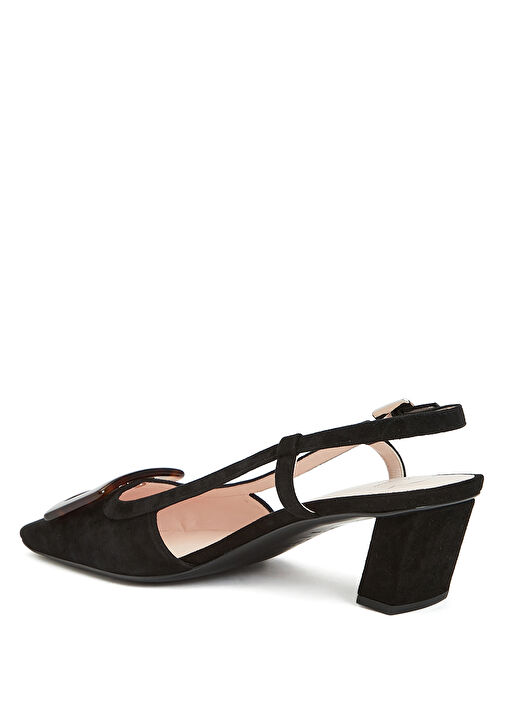 Siyah Deri Topuklu Ayakkabı - Görsel 4