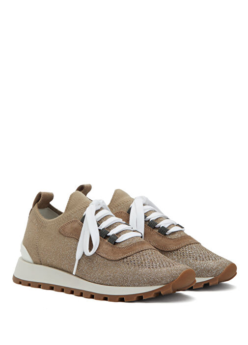 Açık Kahverengi Sim Dokulu Kadın Sneaker - Görsel 3