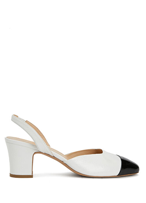 Ekru Deri Topuklu Ayakkabı - Görsel 2