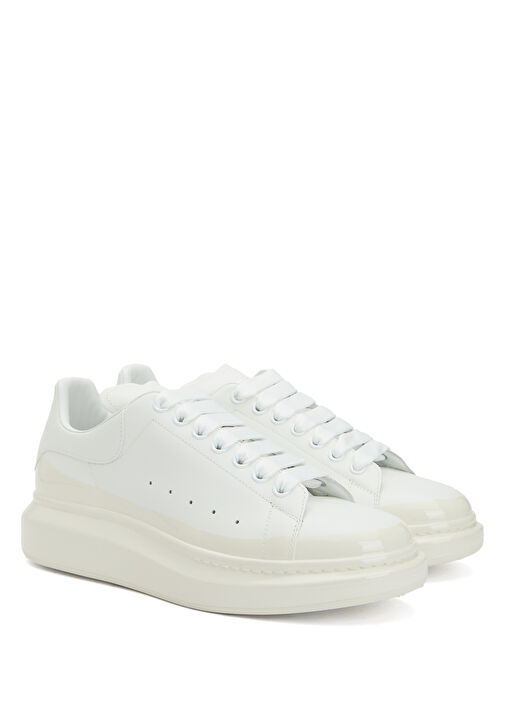 Oversized Bej Beyaz Erkek Deri Sneaker - Görsel 3