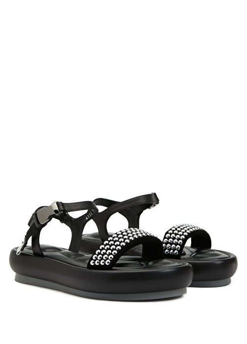 Siyah Kadın Deri Sandalet - Görsel 3