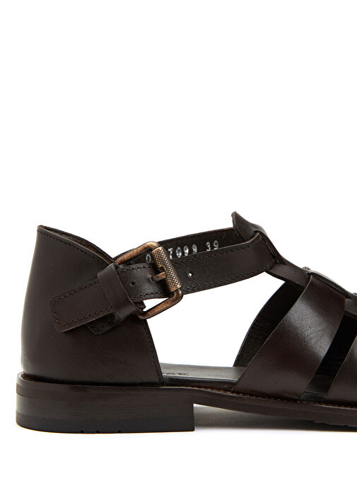 Kahverengi Kadın Deri Ayakkabı - Görsel 7