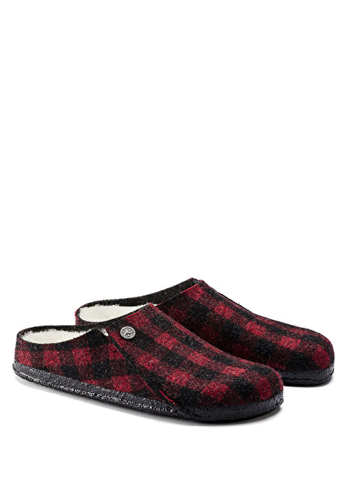 Zermatt Siyah Kırmızı Ekose Desenli Kadın Terlik - Görsel 3