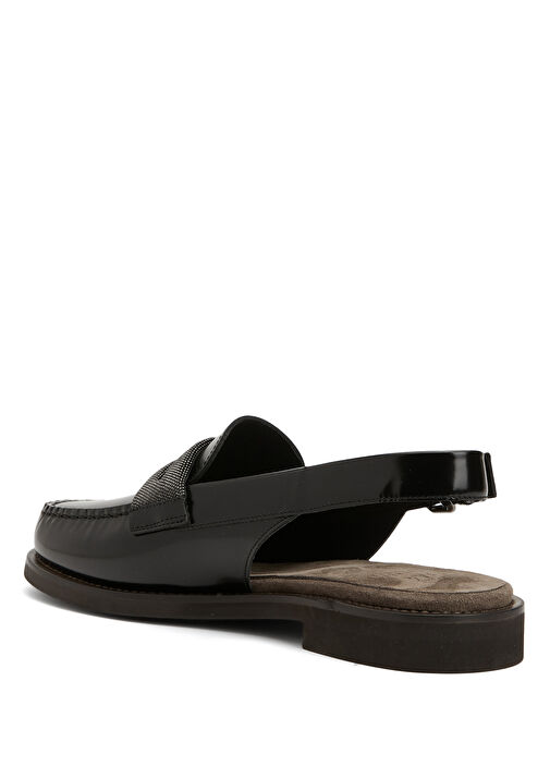 Siyah Kadın Deri Loafer - Görsel 4