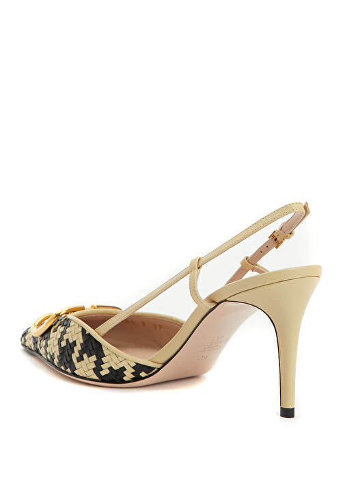 VLogo Siyah Krem Deri Topuklu Ayakkabı - Görsel 4