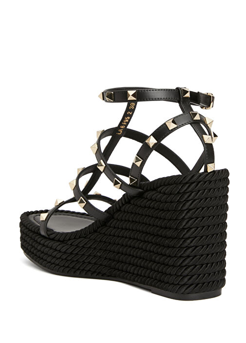 Rockstud Siyah Kadın Deri Espadril - Görsel 4