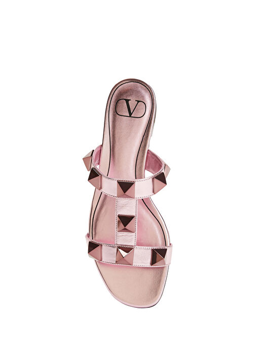 Rockstud Pembe Kadın Deri Terlik - Görsel 5