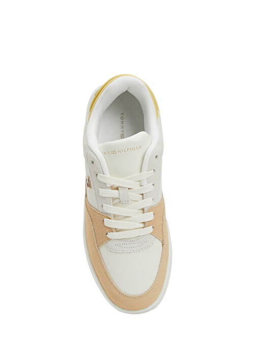 Essential Beyaz Bej Kadın Deri Sneaker - Görsel 5