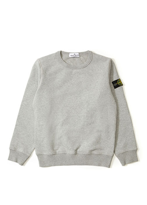 Stone Island Grey Logo Detailed Boys Sweatshirt