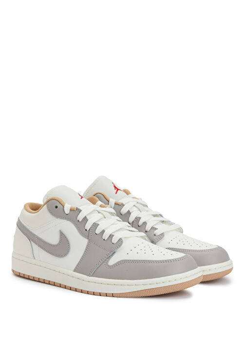 Air Jordan 1 Low Beyaz Gri Erkek Deri Sneaker - Görsel 3
