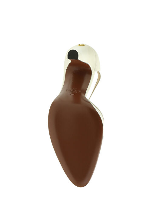 Ekru Deri Topuklu Ayakkabı - Görsel 6