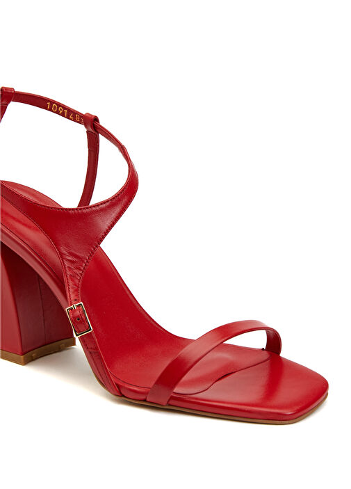 Kırmızı Kadın Deri Sandalet - Görsel 7