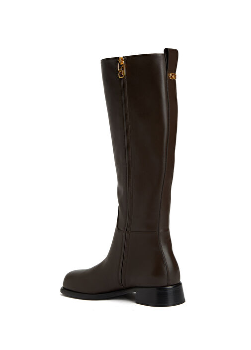 Koyu Kahverengi Kadın Deri Çizme - Görsel 4