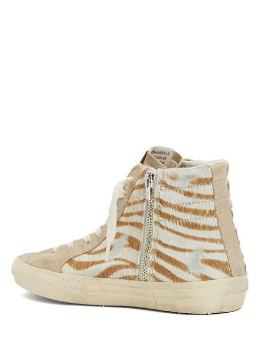 Slide Zebra Desenli Kadın Deri Sneaker - Görsel 4