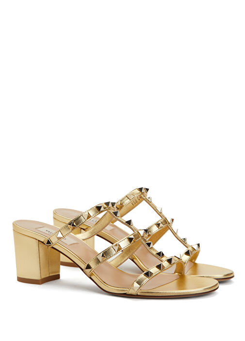 Rockstud Gold Kadın Deri Terlik - Görsel 3