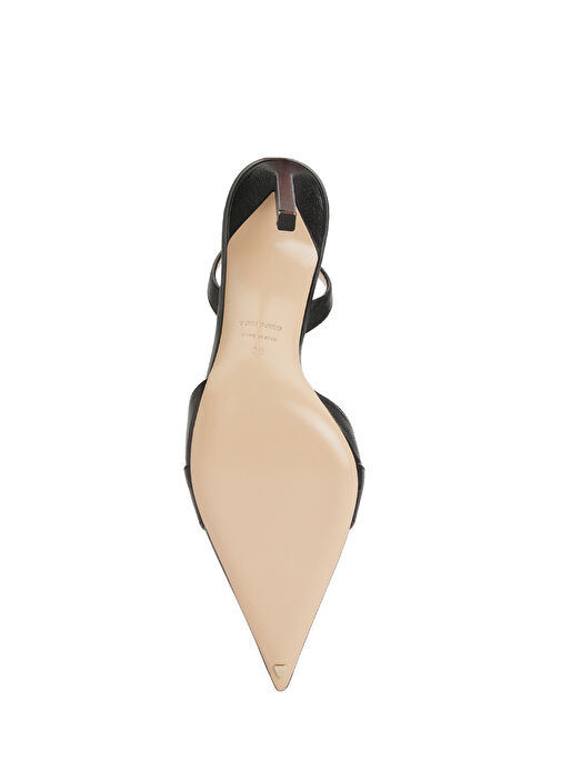 Siyah Deri Topuklu Ayakkabı - Görsel 6