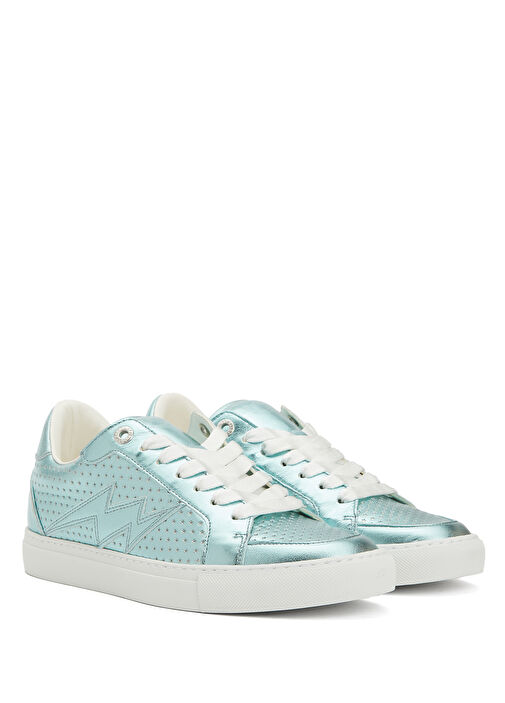 Silver Yıldız Desenli Kadın Deri Sneaker - Görsel 3