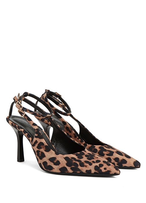 Leopar Desenli Deri Topuklu Ayakkabı - Görsel 3