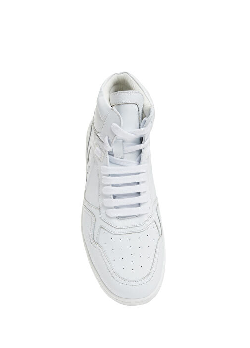 Beyaz Logolu Kadın Deri Bilek Boy Sneaker - Görsel 5