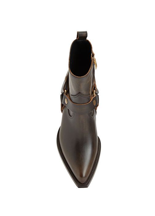 Koyu Kahverengi Kadın Deri Bot - Görsel 5