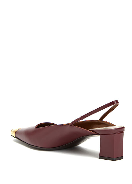 Bordo Kadın Deri Topuklu Ayakkabı - Görsel 4