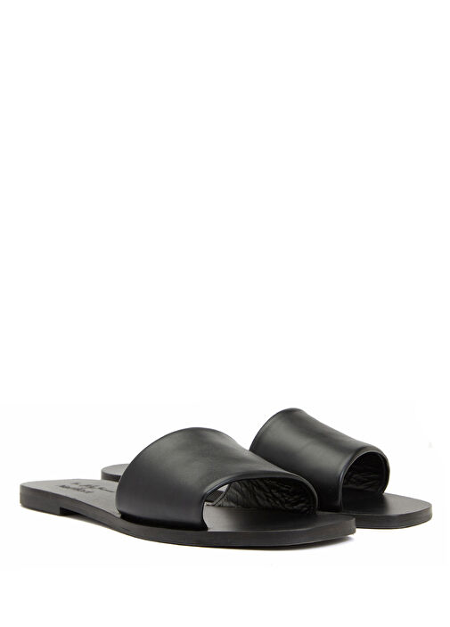 Siyah Kadın Deri Terlik - Görsel 3