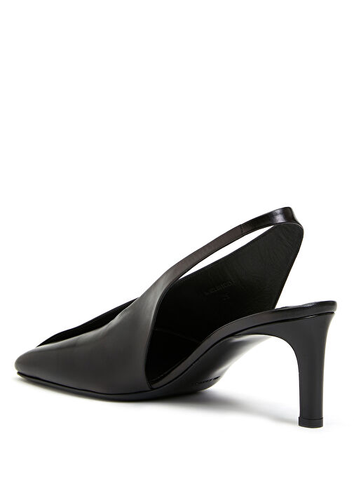 Siyah Deri Topuklu Ayakkabı - Görsel 4