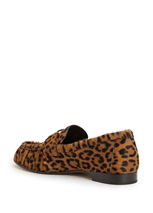 Leopar Desenli Kadın Deri Loafer - Görsel 4