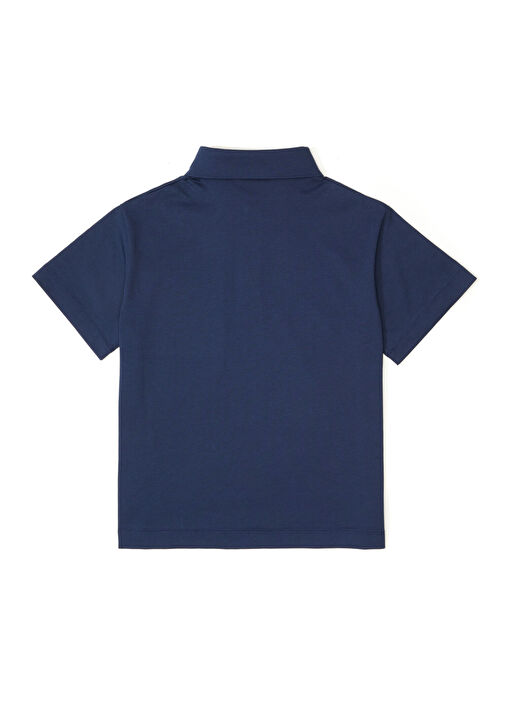 Fendi - Saks Lacivert Polo Yaka Erkek Çocuk T-shirt - Saks