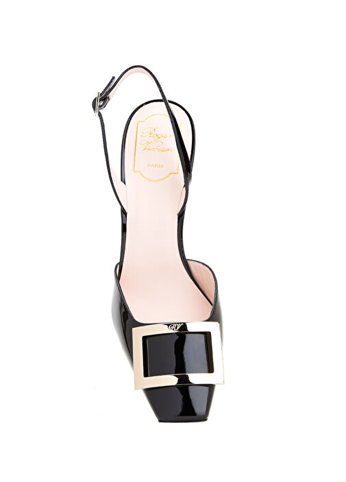 Siyah Deri Topuklu Ayakkabı - Görsel 5