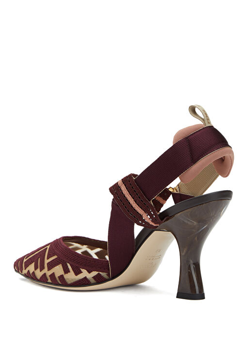 Colibrì Bordo Logo Desenli Kadın Topuklu Ayakkabı - Görsel 4