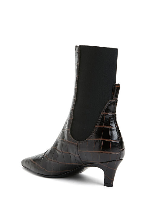 Koyu Kahverengi Kadın Deri Bot - Görsel 4