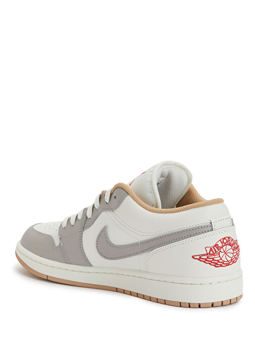 Air Jordan 1 Low Beyaz Gri Erkek Deri Sneaker - Görsel 4