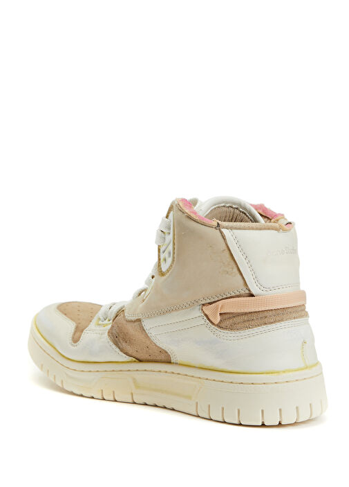 Beyaz Logo Detaylı Kadın Deri Bilek Boy Sneaker - Görsel 4