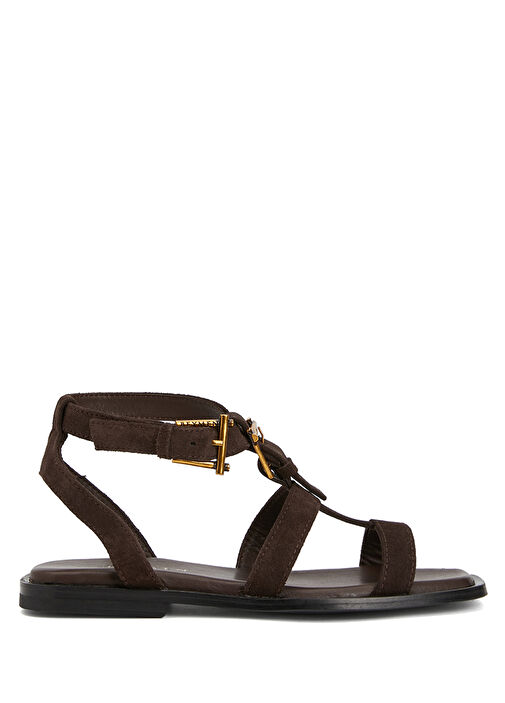 Kahverengi Kadın Süet Sandalet - Görsel 2