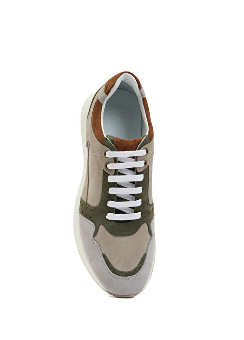 Gri Haki Erkek Deri Sneaker - Görsel 5