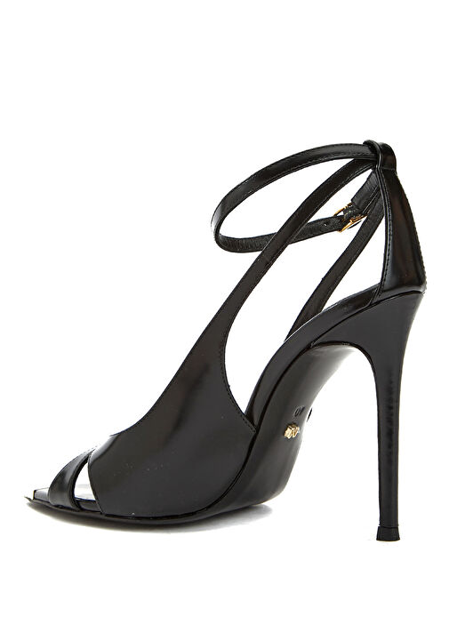 Siyah Aksesuar Detaylı Kadın Deri Sandalet - Görsel 4