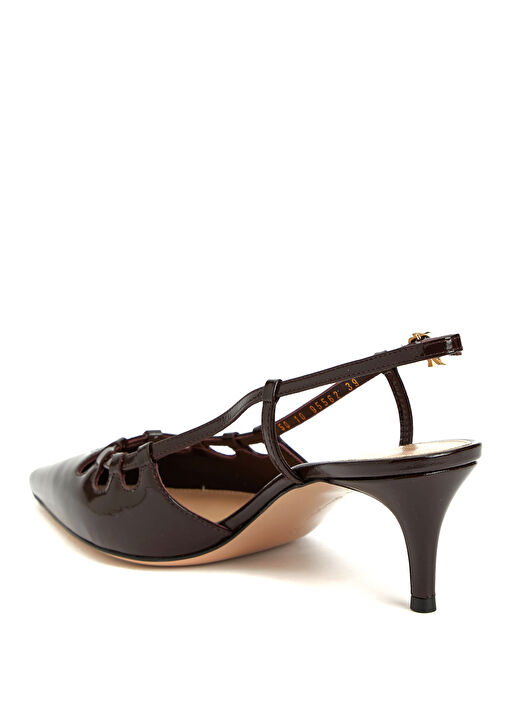 Bordo Deri Topuklu Ayakkabı - Görsel 4