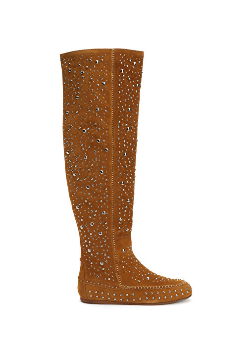 Taba Troklu Kadın Süet Çizme - Görsel 2