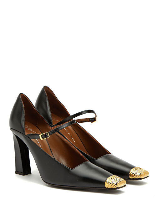 Siyah Kadın Deri Topuklu Ayakkabı - Görsel 3