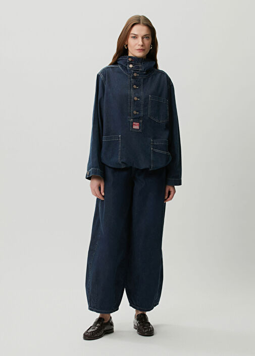 Damson Madder Koyu Mavi Kadın Briar Lacivert Kapüşonlu Denim Ceket