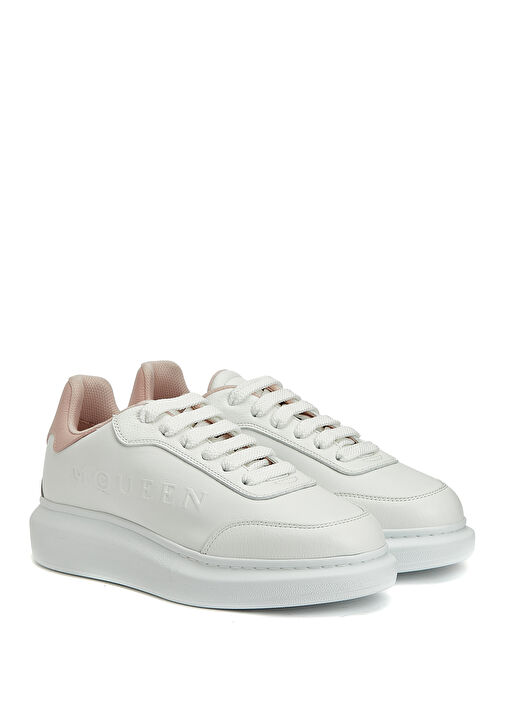 Beyaz Pembe Kadın Deri Sneaker - Görsel 3