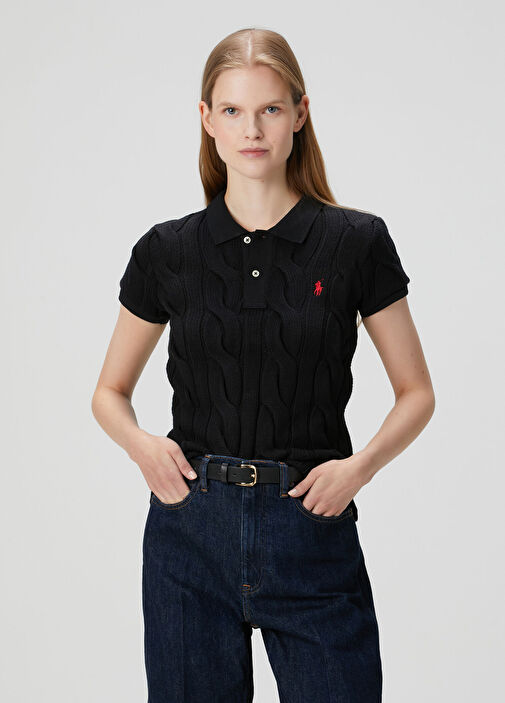 Polo Ralph Lauren Siyah Kadın Siyah Saç Örgü Polo Triko 1759561