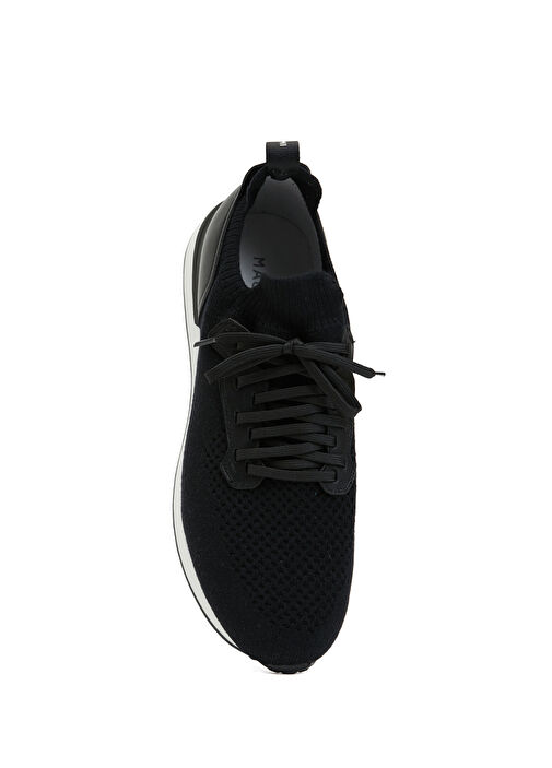 Siyah Logo Detaylı Erkek Deri Sneaker - Görsel 5