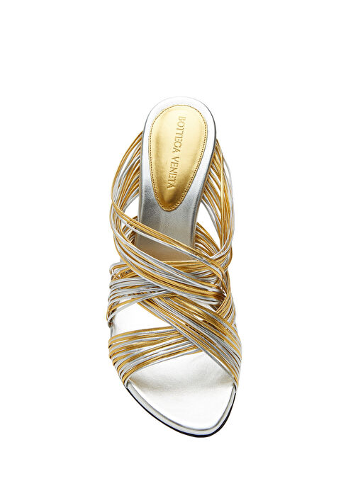 Bottega Veneta Altin Gümüs Bottega Veneta Deri Gold Silver Kadın Terlik