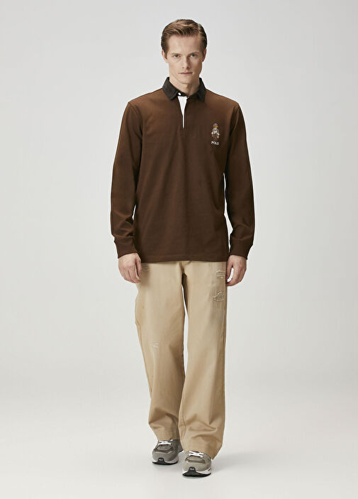 Polo Ralph Lauren - Kahverengi Polo Yaka Jersey Sweatshirt