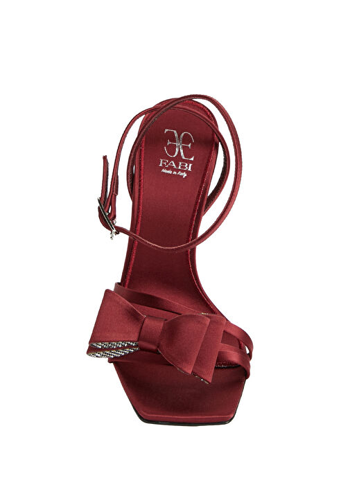 Bordo Kadın Saten Sandalet - Görsel 5