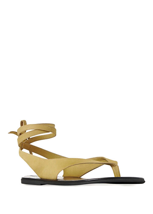 Bej Kadın Deri Sandalet - Görsel 3