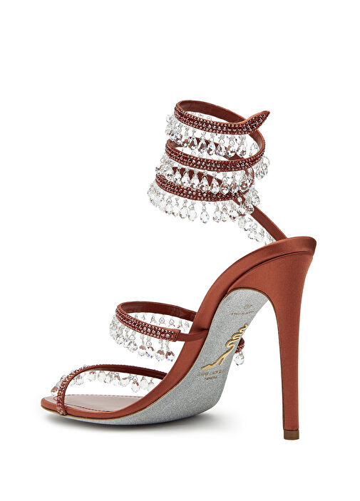 Chandelier Koyu Kırmızı Kadın Saten Sandalet - Görsel 4